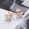 Rose Gold Four Leaf Clover Clover Coldings 925 Srebrny plated 18 -karatowy kolczyki Diamentowe Diamentowe dla kobiet biżuteria 240419