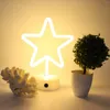 Lampy stołowe LED Neon Light Creative FivePointed Star Warm Lampa Dekoracja sztuki na urodziny w sypialni przyjęcie weselne