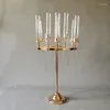 Titulares de vela 9 cabeças de metal castiçal candelabra stands mesa de casamento peças centrais de vasos de flores decoração de partido de líder