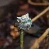 Cluster anneaux de haute qualité brillant conception unique exquise exquise diamants argentés originaux incrustés de léopard tête pour femmes bijoux de fiançailles