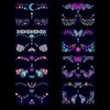 XJU8 Tatouage Transfert fluorescent Halloween Face Tattoo Autocollant papillon rose faux tatouage UV Glow dans le Dark Festival Masquerade Party Body Sticker 240427