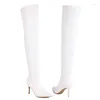 Boots Elastic Thigh High Women Leather Sexy Point Winter Tall Long Party Dance Shoes Female 2024 Trends Over The Knee