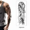 Tatuaż Transfer Duże ramię tatuaż naklejka Pełne rękawy Tymczasowe tatuaże dla mężczyzn Fish Wolf Tiger Tattoo Fake Tatoo dla kobiet Wodoodporna Art Body Art 240427