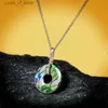 Pendant Necklaces 2021 Newest For Women Genuine 925 Sterling Silver Green Bamboo Leaves Luminous CZ Trendy Jewelry Handmade Enamel H240426