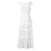 Hollow Out Lace Sukienki Kobiety eleganckie przyjęcie weselne na ramię Formalne suknia wysoka talia biała długie sukienki maxi 240424