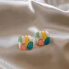 Stud -oorbellen Koreaans kleurrijk vierkante contrastkleur voor vrouwen zoete emailolie druipende persoonlijkheidspersoonsjuwelencadeau