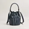 Luxur Designer Miozj Bucket Bag MJS Ny affärspendling Läder dagligen matchande Cylindrical Small med dragstring