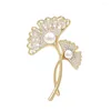 Brosches retro elegant ginkgo blad för kvinnor bröllop fest blomma brosch stift mode bijouterie broche femme bijoux de luxe