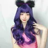 Anime wig purple long hair large waves cosplay props curly whole head cover short strap goods