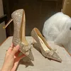 Dress Shoes Pointed Toe Women Pumps Stiletto High Heels French Wedding Silver Sequin Cloth Pearl Bowknot Villus Lining Winter