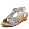 Bohemian Style Open Toe Summer Sandal Comfortable Holiday Sandals Tourist Slope Heel Roman Women Flip Flop Sandles Heels 240228