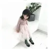 Dziewczyna sukienki długie rękawy obcisłe księżniczki Pompon cekiny urocze zszyta gazy spódnica dla niemowląt