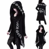 Kadın hoodies punk kız siyah baskılı uzun kollu hırka süveter tarzı ay desen ceketleri rüzgarlık karnaval gotik