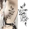 Dövme Transfer Gül Çiçeği Kadınlar İçin Geçici Dövmeler Siyah Daisy Yılan Sahte Dövme Sticker Tüyü Büyük Yapraklar Su Geçirmez Tatoo Bady Armband 240426