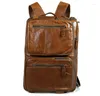 Backpack Nesitu High -End Capacity Brown A4 Couro genuíno Mulheres homens Bolsa de viagem Bolsa de ombro Bolsas de ombro M7014