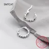 Boucles d'oreilles cerceaux réels S925 argent sterling petit géométrie lisse carrée margle perçage boucle d'oreille 925 Boucle d'oreille