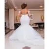 Kleider lange Perlen Meerjungfrau schwere Ärmel Applikationen Perlen Afrikanische Hochzeitsbrautkleider plus Größe Vestido de Noiva 2020