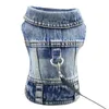 Dog Apparel Jeans Jacket Denim Coat For Small Medium Girl Boy Dogs Puppy Clothes Comfort Lapel Vest With D-Ring Leash Cute Cloth