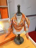 Cho rus Stell arum H044044S Natural Silk Bandana Orange Print Twilly Head Scarf Horsehead Carriage Printing Pure silk Square Scarves Shawl