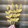 Handgjorda virkningar Green Leaf Artificial Plant Handknited lämnar Fake Eucalyptus Cotton Wool Leaves Crafts Home Decor 240424