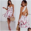 Basis Casual jurken Lzequella vrouwen y riem kanten holle boho jurk zomer bloemen werk achterloos mouwloos vestidos nz1532 drop dhsht