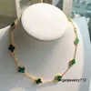 2023 Brand Fashion Van Clover Necklace Luxury Pearl Shell 10 Flower Pendant Halsband Högkvalitativ 18K Gulddesigner Halsband för kvinnor