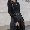 Gürtel Mode Luxus weibliche Gürtel Schwarz Ledergurt Kette Goth Korsett Taille Frauenzubehör Gotische Kleidung