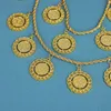 Luxus türkische Braut Hochzeit Schmuck Gold plattiert Beratu Coin Doppelkette Anhänger arabisch-muslimische Lady Neck-Kette Geschenk Bijoux 240415