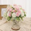 Decorative Flowers Pink Artificial Silk Wedding Decor DIY Bride Holds Bouquet Winter Vintage Peony Fake Flower Home Living Room Arrangement