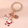 Keychains Lanyards Cartoon Santa Claus Keychains Emamel Christmas Snowman Gift Box Keyrings For Women Men Car Key Handbag Pendants Key Chains