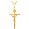 Pendant Necklaces Collare INRI Cross Pendent Men Jewelry Gold Silver Black Color Religious Christian Crucifix Necklace Women P5792352