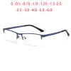 Objektive halbfreie Anti -Blue -Strahlen Square Myopia Brille Fertiger Frauen Metallstudent Rezept Brille 0 0,5 0,75 bis 6,0