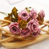 Dekorativa blommor 31 cm Autumn Roses Silk Artificial Bundle för bröllopsdekoration inomhuspografi Valentins jul falska blommor DIY