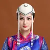 Mongolisk hatt för kvinnor scendans färgglada prestanda kostymtillbehör bröllop brud krona prinsessan cosplay huvudbonader