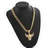 STRANDS HIP HOP BULL HOOFDE HANGENDE NAAMLACE GOUD EN SILVERWATER DIAMAND CUBAN KINSTEN MENS SIERADY Geschenk 240424