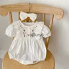 Rompers zomer babykleding peuter girs een stuk borduurwerk bodysuit h240509