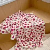 sets INS Cute Cartoon Strawberry Coral Fleece Baby Quilt Thin Blanket Newborn Comforter Kindergarten Kids Lunch Break Bedding