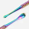 SS Rainbow Silver Metal Cera Dabber Tool 122mm Tobacco colher pasta Acessórios para fumantes limpos Atomizadores de cabeça dupla Herb dabber unhas quartzo banger tubos de água