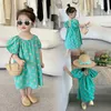 Mädchenkleider 3-8T Sommer Kinder Mädchen Kleid Tupfen gedruckt gedruckt Kurzschlärm Rückenfreie Prinzessin Kleider Kinder Baby Girls Strand Vestidosl2404