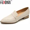 Casual Shoes FEDONAS 2024 Women Pumps Thick Heels Pointed Toe Genuine Leather Concise Woman Spring Summer Basic Office Lady Working