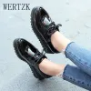 Laarzen dames oxford schoenen veterplatform schoenen zwart octrooi lederen casual schoenen dik zool fretwork brogue schoenen dames wedges