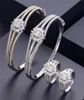 Collier de boucles d'oreilles Accking Luxury Unique African Bangle Ring Set Bijoux pour femmes Mariage Cumbic Zircon Crystal CZ Dubai Bri986127900