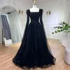 Sukienki imprezowe Serene Hill Luxury Dubai linia niebieskie rękawy z peleryny pióra z koralikami suknie wieczorowe 2024 For Women Wedding La72236