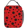 Borsa da pranzo portatile a pois nero e rosso ladybug box da pranzo isolato riutilizzabile per le donne uomini adulti ragazze lavorano 240423 240423