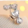 Boucles d'oreilles étincelantes Real 925 Sterling Silver Zircon Bowknot Design Earge pour femmes Gift Korea Ear Bijoux Oorbellen