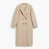 Coat designer Women's Coat di Luxury Brand Coat Cashmere Coat Fashion Trend Maxmaras Serie Madame Wool Cashmere Colore Solido Versatile Giacca a doppio petto a doppio petto