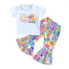 Kläder sätter rteyno påskkläder för småbarn barn flickor kläder t-shirt tee toppar flare byxor baby bell-bottoms set 12m-5t