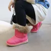 Boots Mudipanda Winter Thicken Plush Snow Bota Child Warm Leather Short Baby Infant Children's Rubber Pink White Shoes