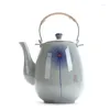 Hip Flasks Ceramic Big Teapot Hand-painted Retro Cooler Kettle Iron Handle Lifting Pot Restaurant Household