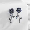 Boucles d'oreilles Stud Fxlry Personnalité de mode micro-pistolet zircon rose noire pour femmes bijoux de mariée